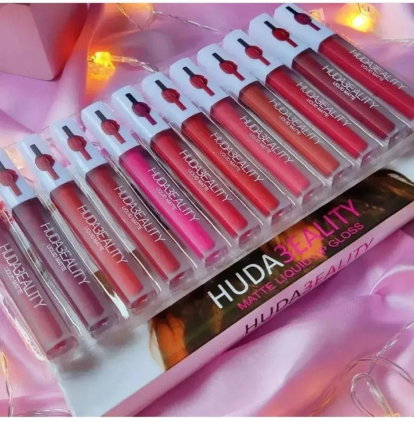 12-pcs set huda beauty liquid matte lip gloss - Image 3