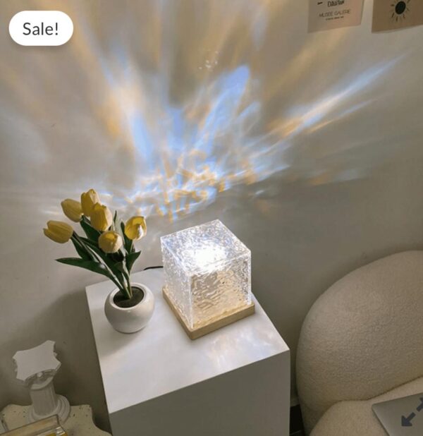 dynamic rotating water ripple night light 3 colors flame crystal lamp for living room study bedroom (no remote  attached usb cable) - Image 6