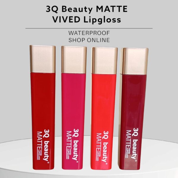 pack of 4 3q beauty matte vived lipgloss (waterproof)