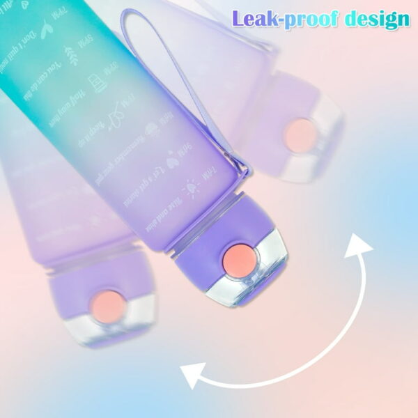 3 pack water bottles with  2l large bottle 700mlportable bottle and 300ml mini bottle motivational (random color) - Image 7
