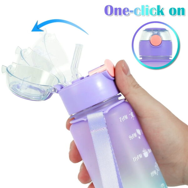 3 pack water bottles with  2l large bottle 700mlportable bottle and 300ml mini bottle motivational (random color) - Image 10