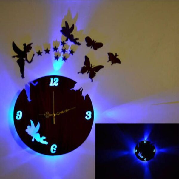 buy one get one free 3d wall clock with light and pack of 30 butterfly - Image 4