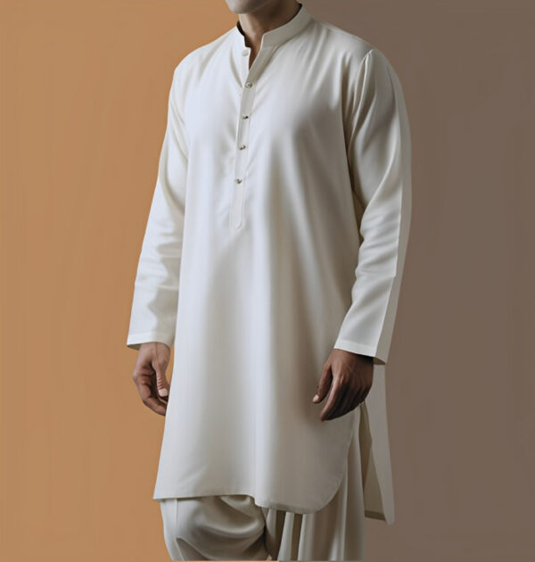 2 piece off white  unstitched fabric gents cotton - Image 2