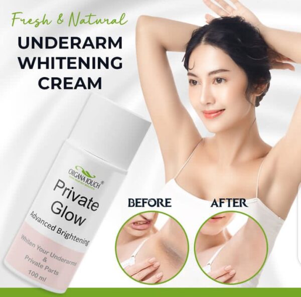 organa touch fresh & natural underarm whitening cream private glow advanced brightening (100ml)