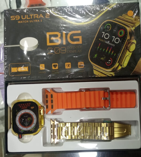 s9 ultra 2 smart watch big 2.09 infinity display wireless charging bluetooth calling double strap - Image 2