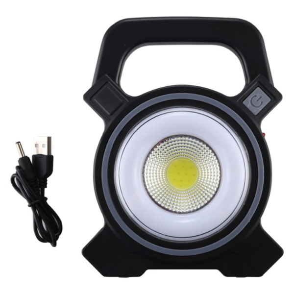 jy-819a 10w solar rechargeable white light cob led work light, handheld camping lamp with solar panel - Image 4
