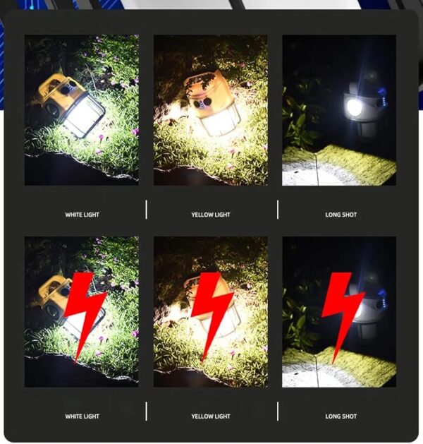 portable camping lights with 4 lighting modes, torch mode, usb rechargeable camping hiking lantern with hook, waterproof tent light - Image 3