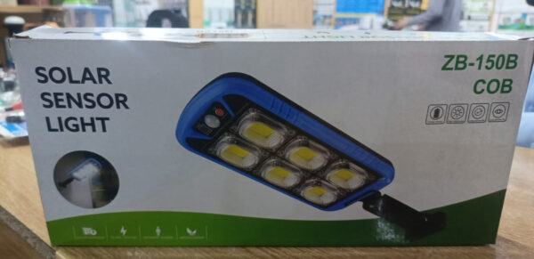 solar street cob light with sensor zb-150b | motion sensor security streetlights for parking lot - remote control (random color) - Image 15
