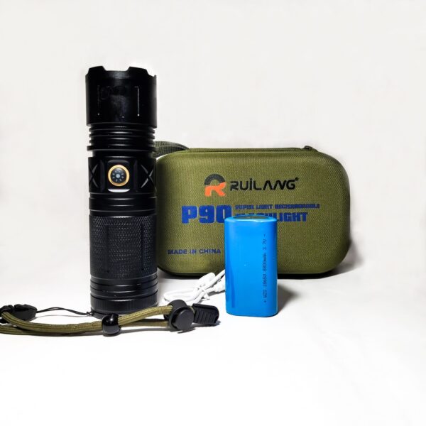 p90 imported ruilang flashlight with 1km range - high-performance long-distance led torch