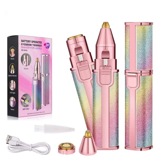 2 in 1 rechargeable electric facial hair remover multi attractive color with usb charging cable and cleaning brush