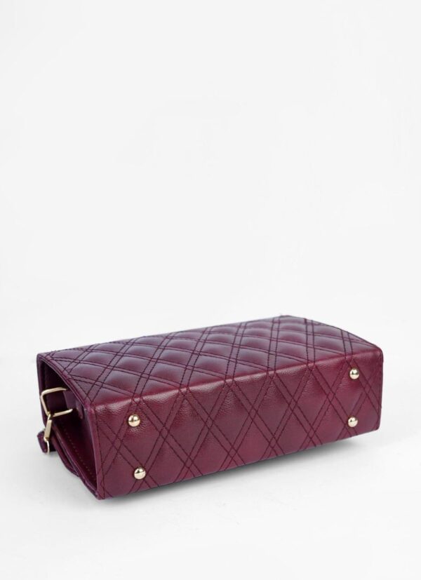 women's pu leather embroidered shoulder bag (maroon) - Image 3