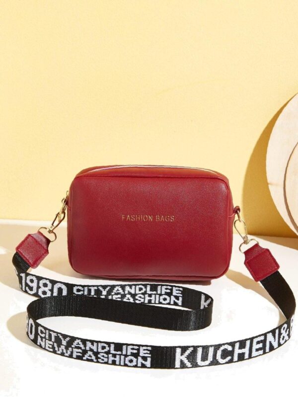 pu leather  wide strap crossbody bag simple style small shoulder bags for women - Image 12