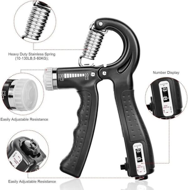 hand grip strengthener adjustable resistance wrist strengthener forearm gripper hand workout strength trainer with counter (random colour)