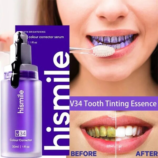 hismile v34 teeth removing deep smoke stains gingiva protection purple orthopedic toothpaste cleans oral cavity brightness teeth 30ml - Image 2