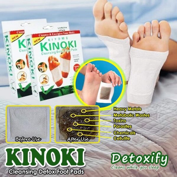 kiyome kinoki cleansing detox foot pads toxins stress relief||remove toxins and rest||pain free foot pads for release body||activating cell simproving functions of vital organs (10 pcs box)