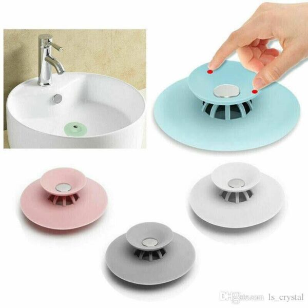 silicone sink hair strainer floor drain bathroom kitchen stopper sink strainer basin water stopper  (random color) - Image 2