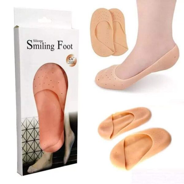 smiling foot anti crack full length silicone protector moisturizing socks