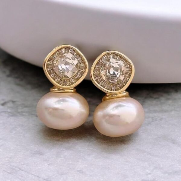 elegant pearl stud earrings | classic high-quality pearl tops for women | perfect for casual and formal wear - Image 2