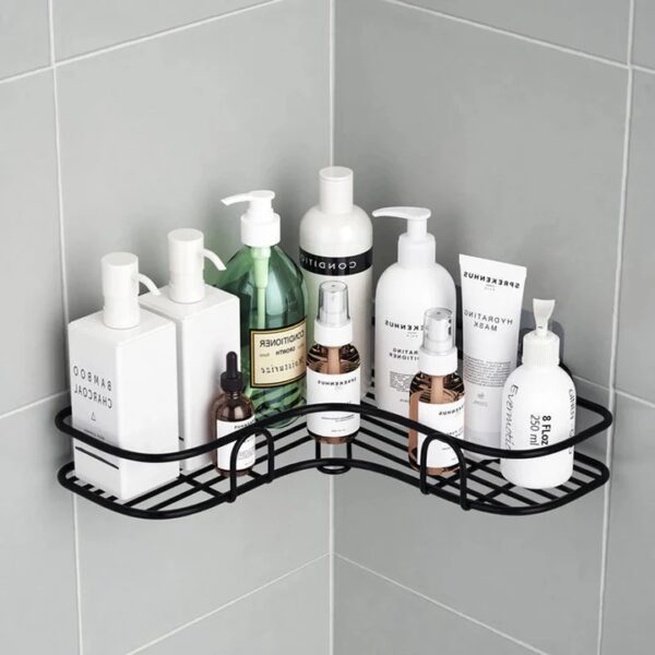 1 pcs metal corner rack for bathroom & kitchen | bathroom metal shelf organizer wall mount bathroom accessories ( with 2 drill screws ) - Image 5