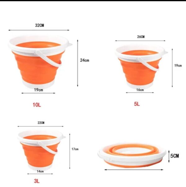 silicon folding bucket foldable bucket with handle 5 litre random color - Image 3