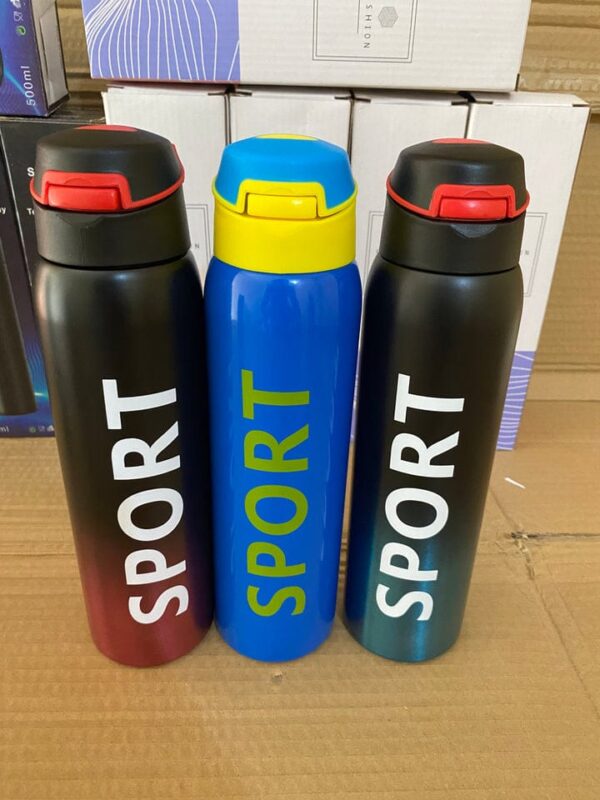 500ml portable sports water bottles thermos with straw (random color) - Image 4