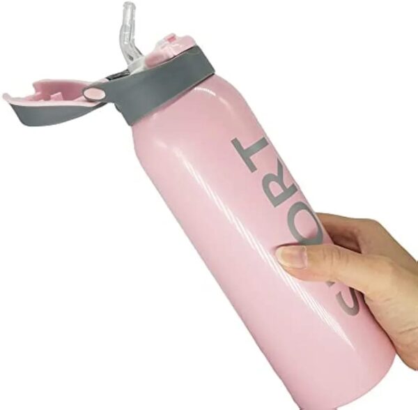500ml portable sports water bottles thermos with straw (random color) - Image 5
