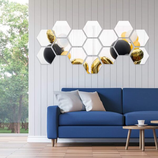 (pack of 12)  3d acrylic hexagon simple mirror-surface geometric diy art mural for home decoration wall - Image 7