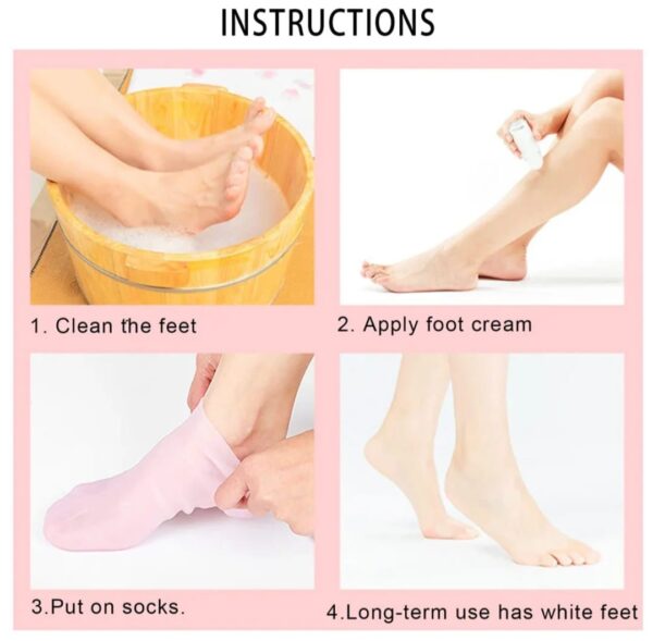 1pair silicone foot care socks anti cracking moisturizing gel socks cracked dead skin remove protector pain relief pedicure tool - Image 2