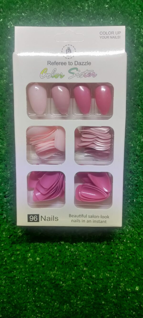 96 pcs fake nails without glue or sticker multicolor - Image 3