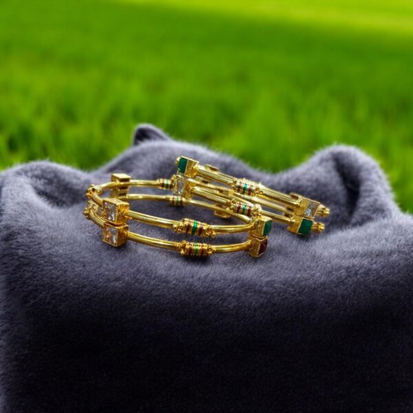 indian gold plated ad zircon minakari banlges for womens - Image 14