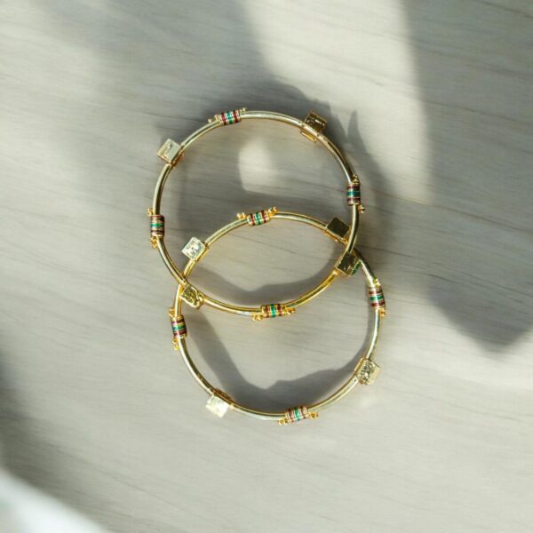 indian gold plated ad zircon minakari banlges for womens - Image 18