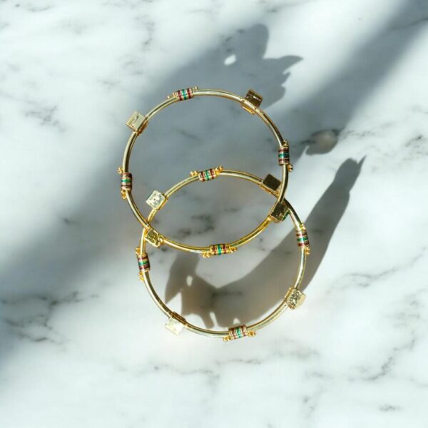 indian gold plated ad zircon minakari banlges for womens - Image 9