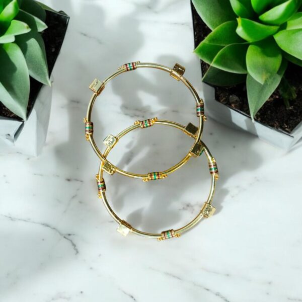 indian gold plated ad zircon minakari banlges for womens - Image 21
