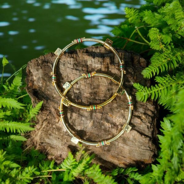 indian gold plated ad zircon minakari banlges for womens - Image 10