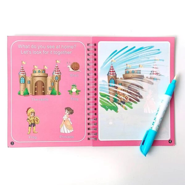 (1 pcs) magic water book painting drawing coloring board book doodle & magic water pen(random book ) - Image 3