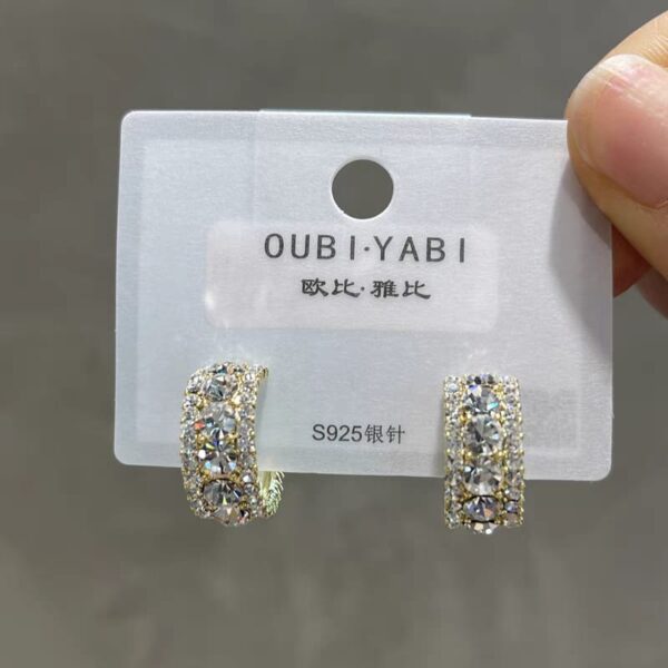 korean luxury zirconium hoops earrings  for girls - Image 4
