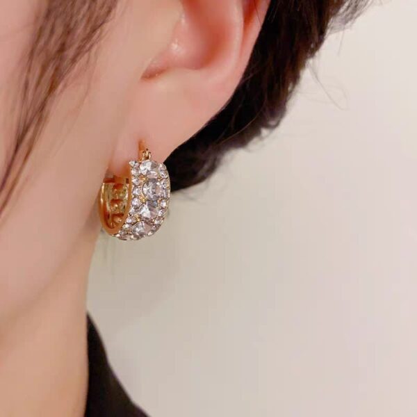 korean luxury zirconium hoops earrings  for girls - Image 2
