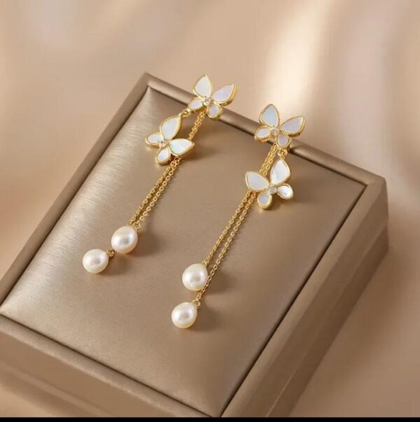 unique design elegant delicate pearl butterfly tassel earrings women jewelry wedding party fine gifts - Image 4
