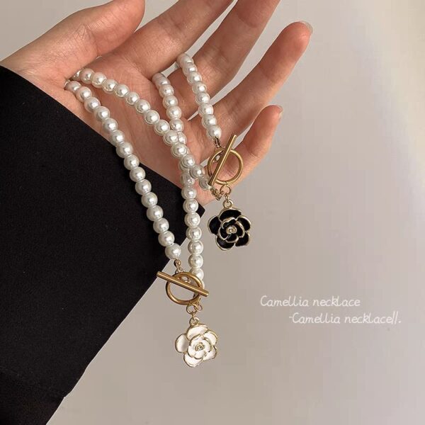 elegant korean camellia pendant light luxury niche pearl for girls - Image 2