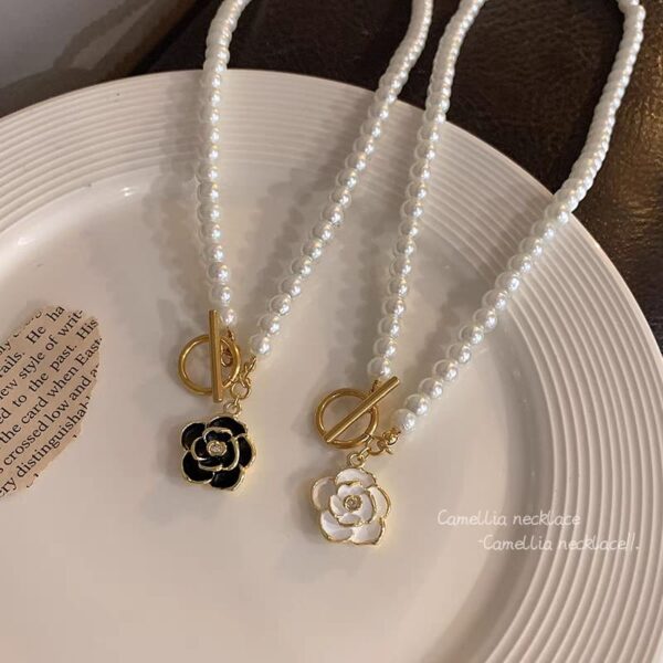 elegant korean camellia pendant light luxury niche pearl for girls