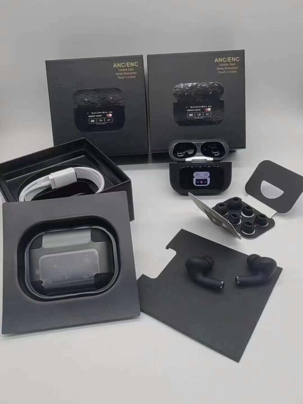 a9 pro anc/enc wireless earbuds | touch screen control | double dark noise reduction (black) - Image 2