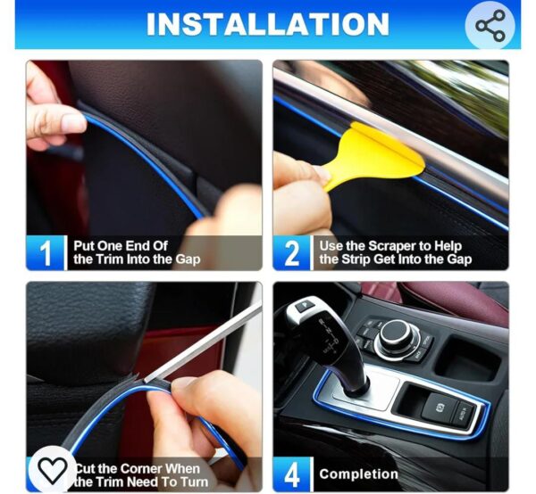 5m cars auto accessories dashboard car styling interior decoration strips moulding trim (red color) - Image 2