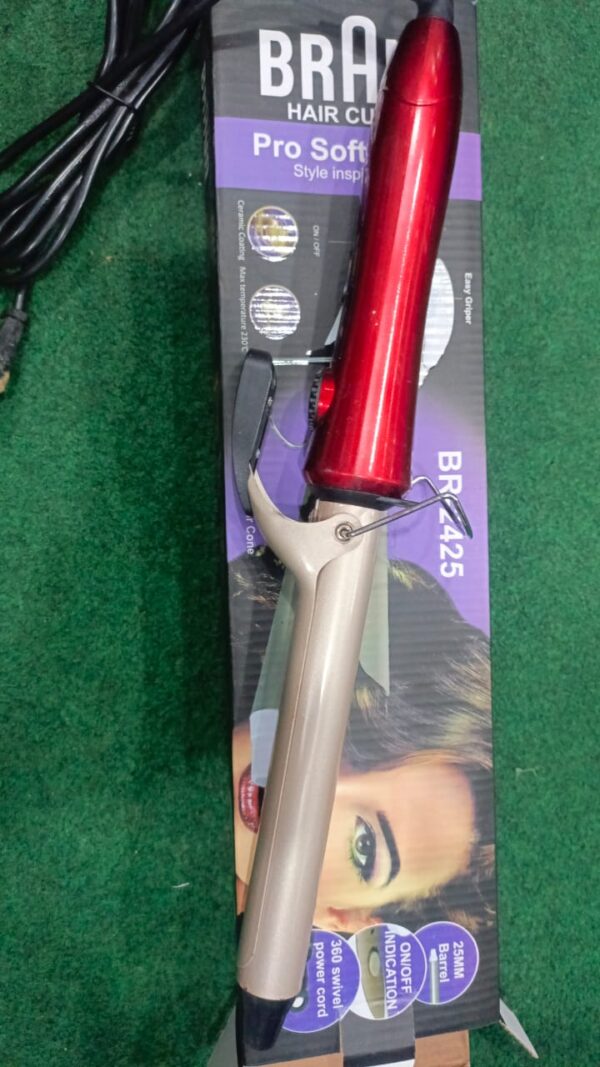 braun hair curler pro soft curls ceramic coating with 25mm barrel, rapid heating 200℃ in 30 sec, ptc heating body, 35 watt energy-efficient, 100-240v 50/60hz – model br-2425 - Image 4