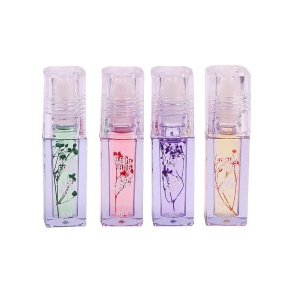 ( pack of 4) flower transparent liquid lip oil 5ml - Image 4