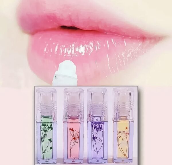 ( pack of 4) flower transparent liquid lip oil 5ml