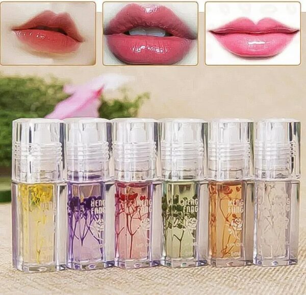 pack of 4 flower transparent liquid lip oil, 5ml