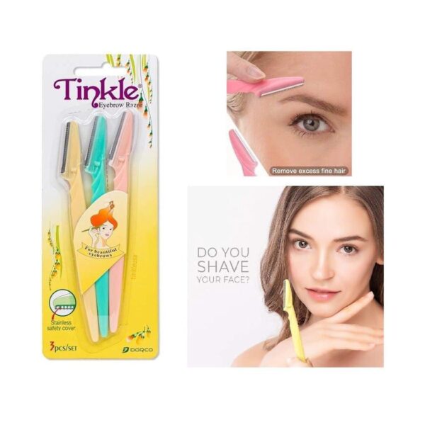 pack of 3  tinkle eyebrow razor eyebrow face hair removal & shaper - Image 2