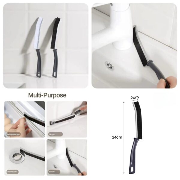 2 pcs set - multi function gap cleaning brush / cleaning brush hard bristle crevice cleaning brush multifunctional gap cleaning brush for bathroom, faucets, kitchen sink, tiles, window groove (random color) - Image 3