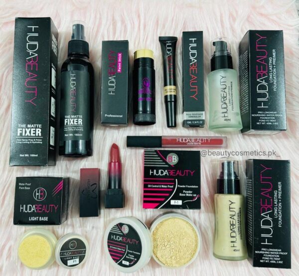 huda beauty deal pack of 9 best deal for girls (makeup fixer , stick concealer ,primer , lipstick) - Image 3