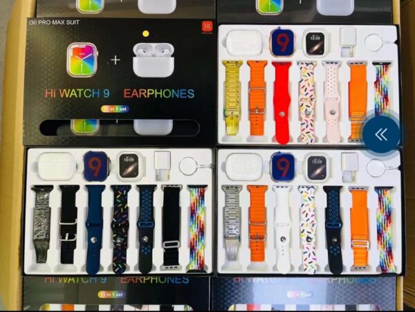 i30 pro max suit smart watch with earbuds series 9 smart watch 11 in 1 (random color) - Image 3